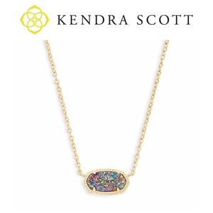 🆕️ Kendra Scott Elisa Gold Pendant Necklace in Multi Colored Drusy